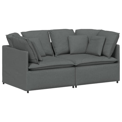 Divano Modulare con Cuscini in Tessuto Grigio Scuro | homemem39