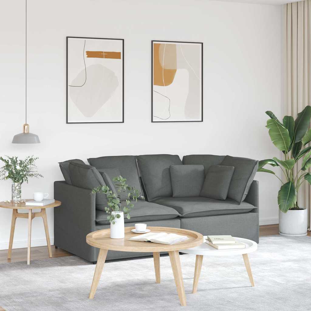 Divano Modulare con Cuscini in Tessuto Grigio Scuro | homemem39