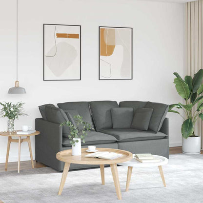 Divano Modulare con Cuscini in Tessuto Grigio Scuro | homemem39