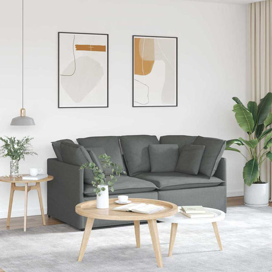 Divano Modulare con Cuscini in Tessuto Grigio Scuro | homemem39