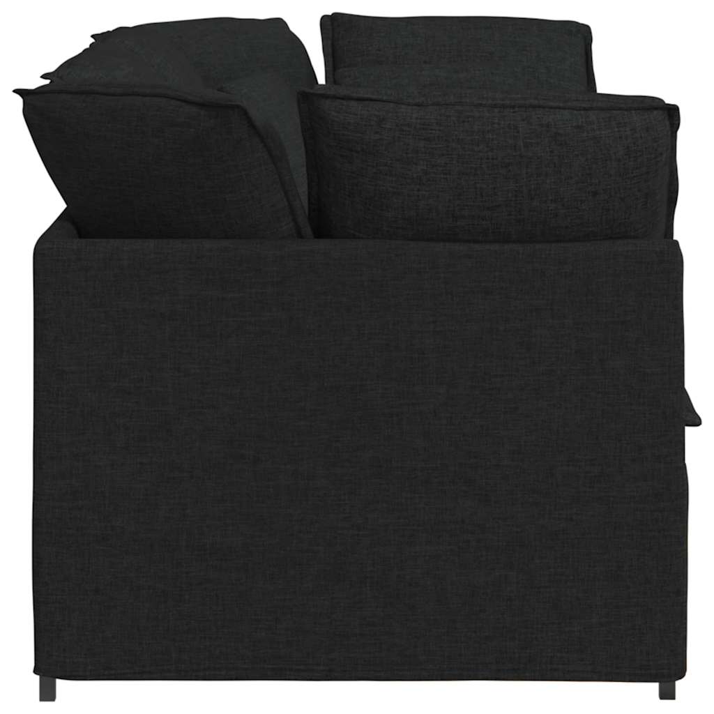 Divano Modulare con Cuscini in Tessuto Nero - homemem39