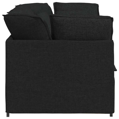 Divano Modulare con Cuscini in Tessuto Nero - homemem39
