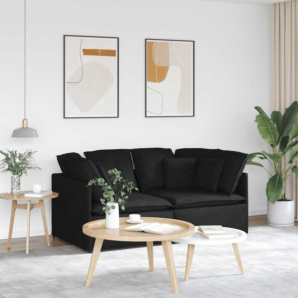 Divano Modulare con Cuscini in Tessuto Nero | homemem39