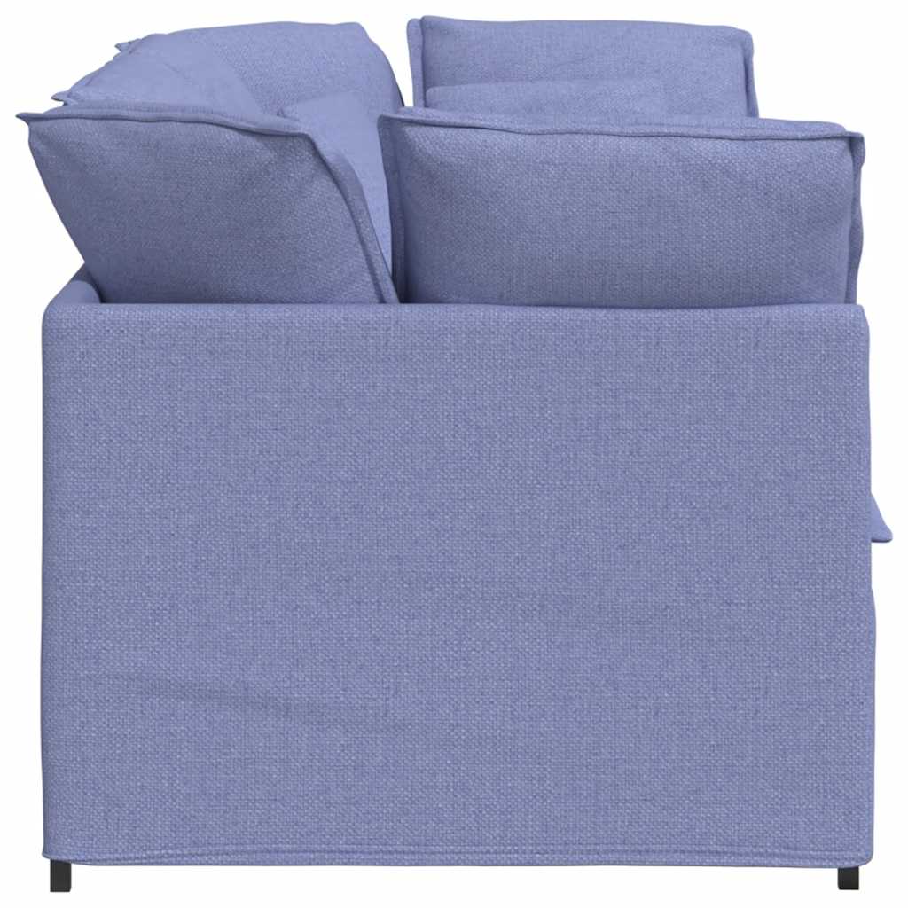 Divano Modulare con Cuscini in Tessuto Jeans Blu - homemem39