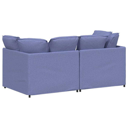 Divano Modulare con Cuscini in Tessuto Jeans Blu - homemem39