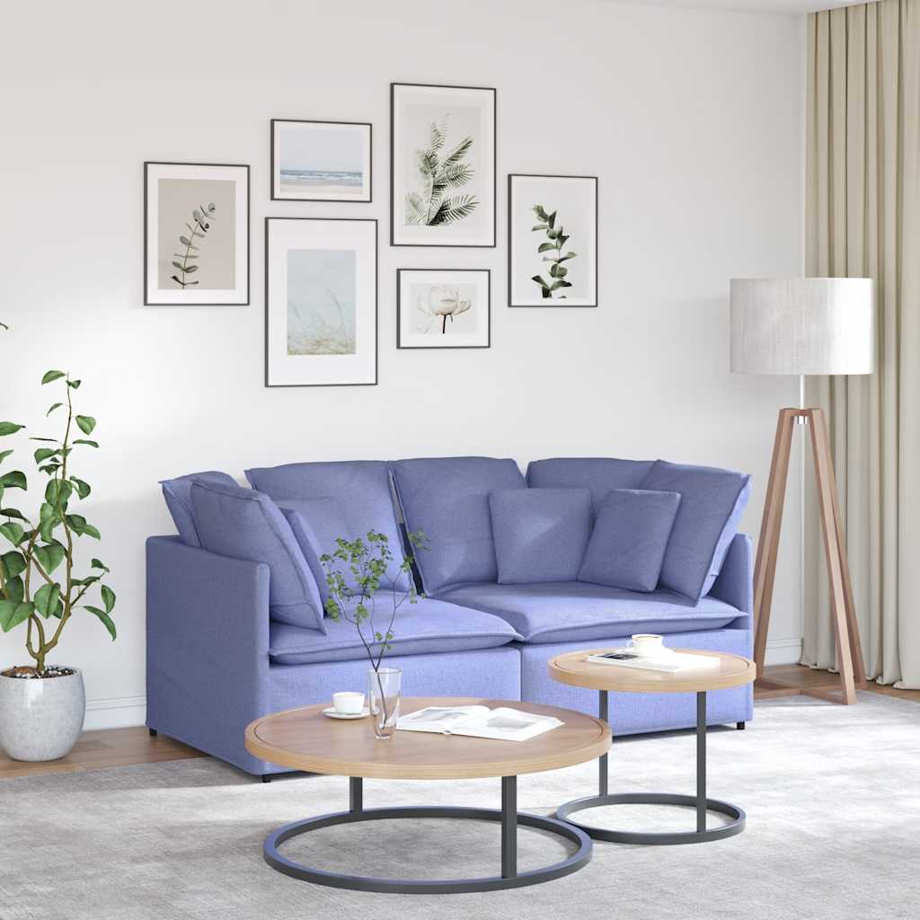 Divano Modulare con Cuscini in Tessuto Jeans Blu | homemem39