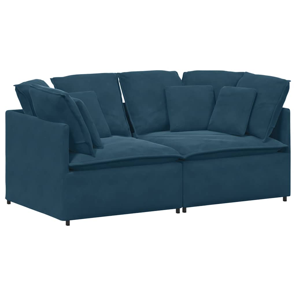 Divano Modulare con Cuscini in Velluto Blu | homemem39