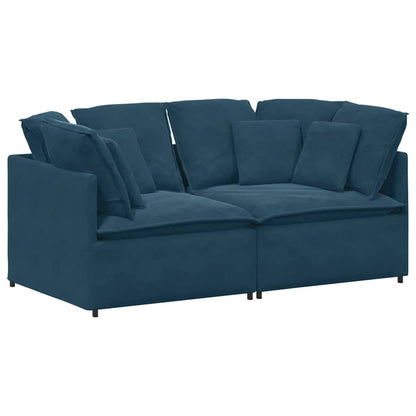 Divano Modulare con Cuscini in Velluto Blu | homemem39