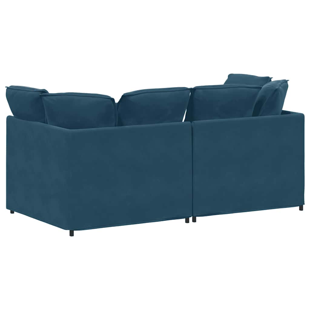 Divano Modulare con Cuscini in Velluto Blu | homemem39