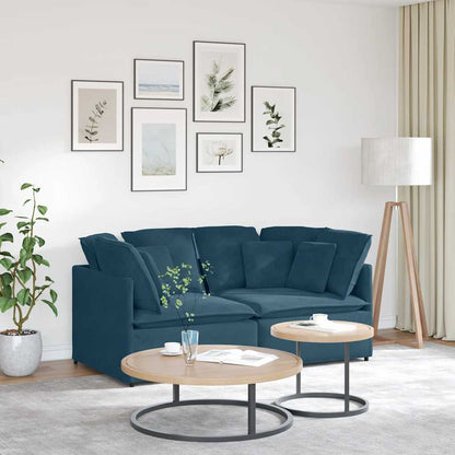 Divano Modulare con Cuscini in Velluto Blu | homemem39