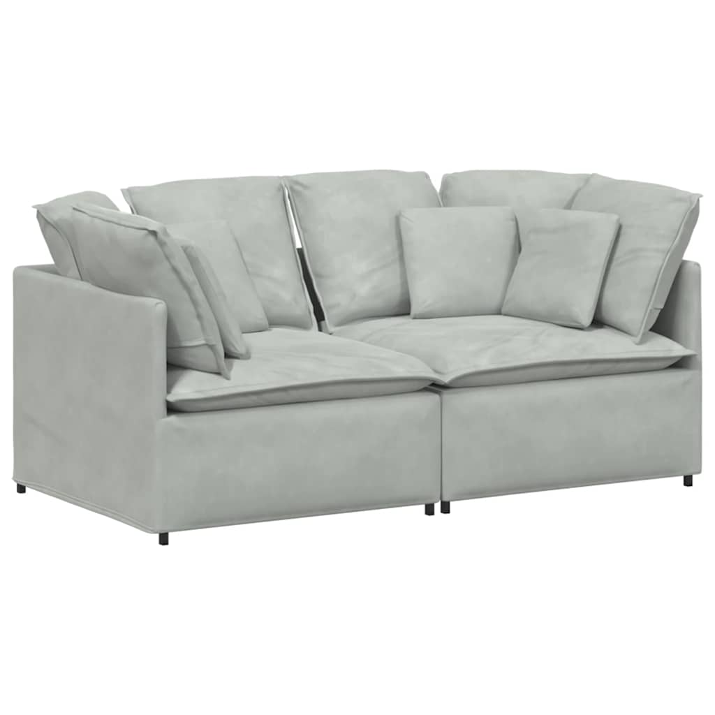 Divano Modulare con Cuscini in Velluto Grigio Chiaro | homemem39