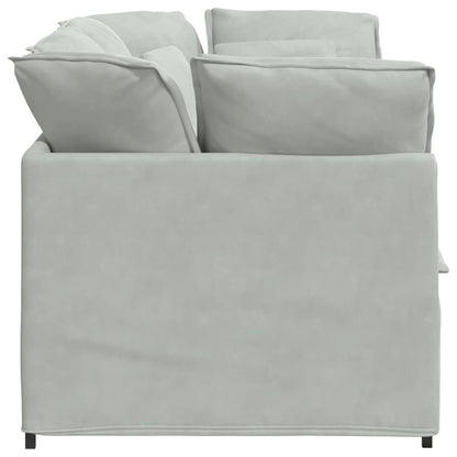 Divano Modulare con Cuscini in Velluto Grigio Chiaro | homemem39