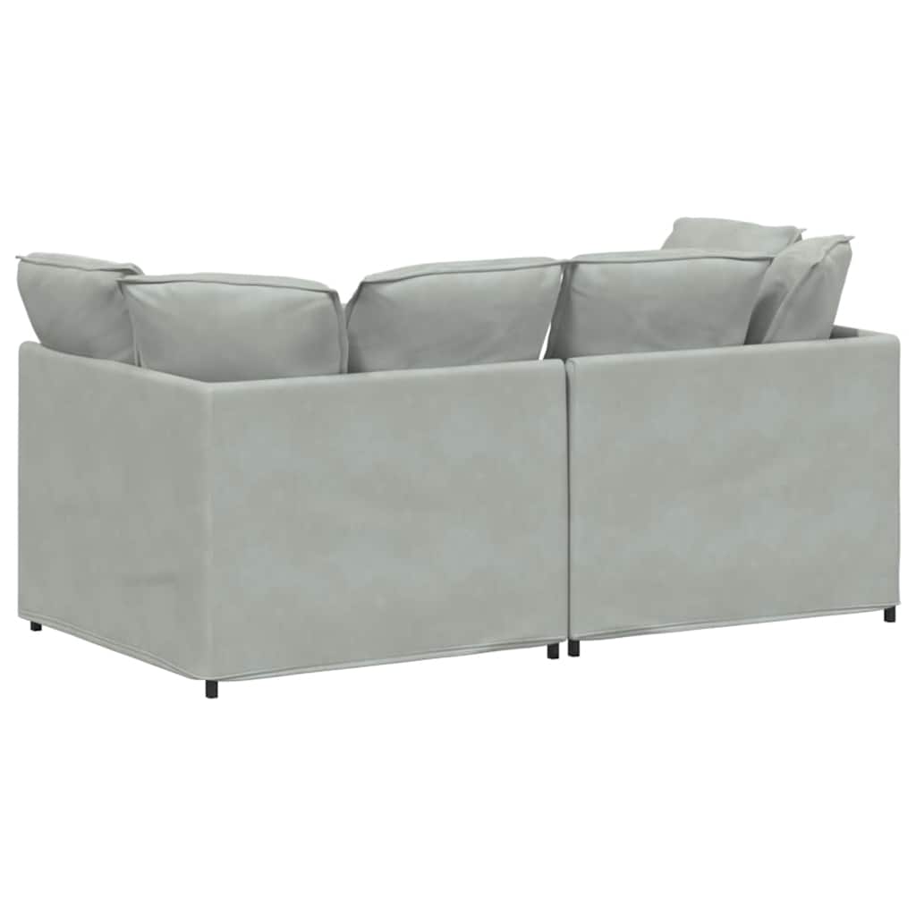 Divano Modulare con Cuscini in Velluto Grigio Chiaro | homemem39