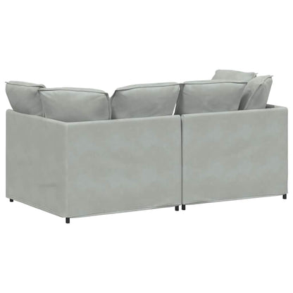 Divano Modulare con Cuscini in Velluto Grigio Chiaro | homemem39