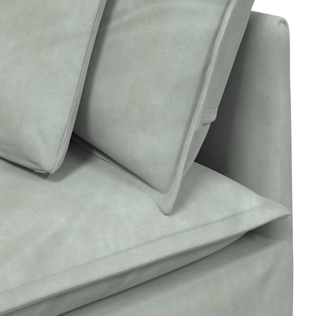 Divano Modulare con Cuscini in Velluto Grigio Chiaro | homemem39