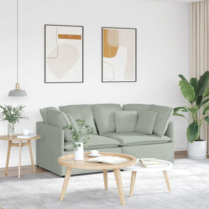 Divano Modulare con Cuscini in Velluto Grigio Chiaro | homemem39