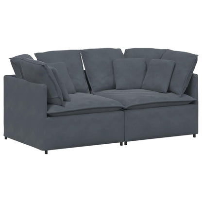 Divano Modulare con Cuscini in Velluto Grigio Scuro | homemem39