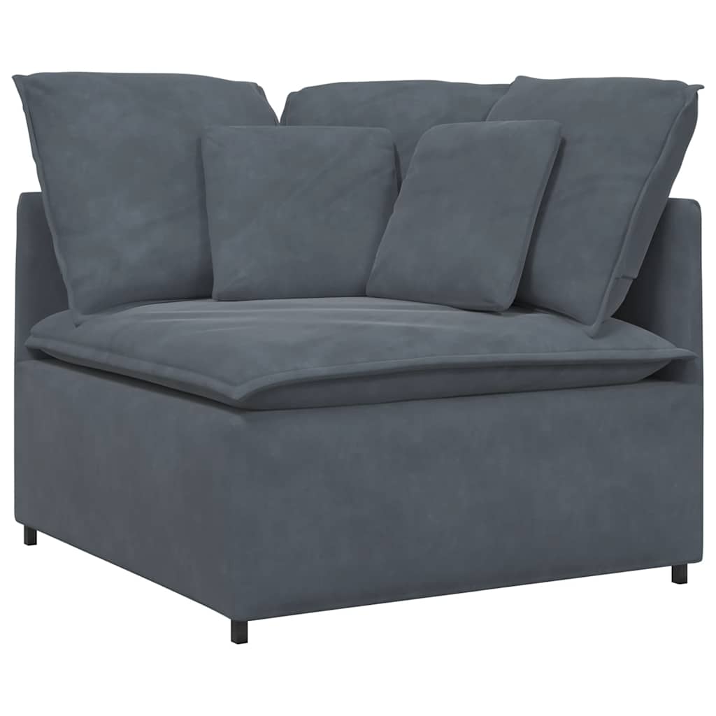 Divano Modulare con Cuscini in Velluto Grigio Scuro | homemem39