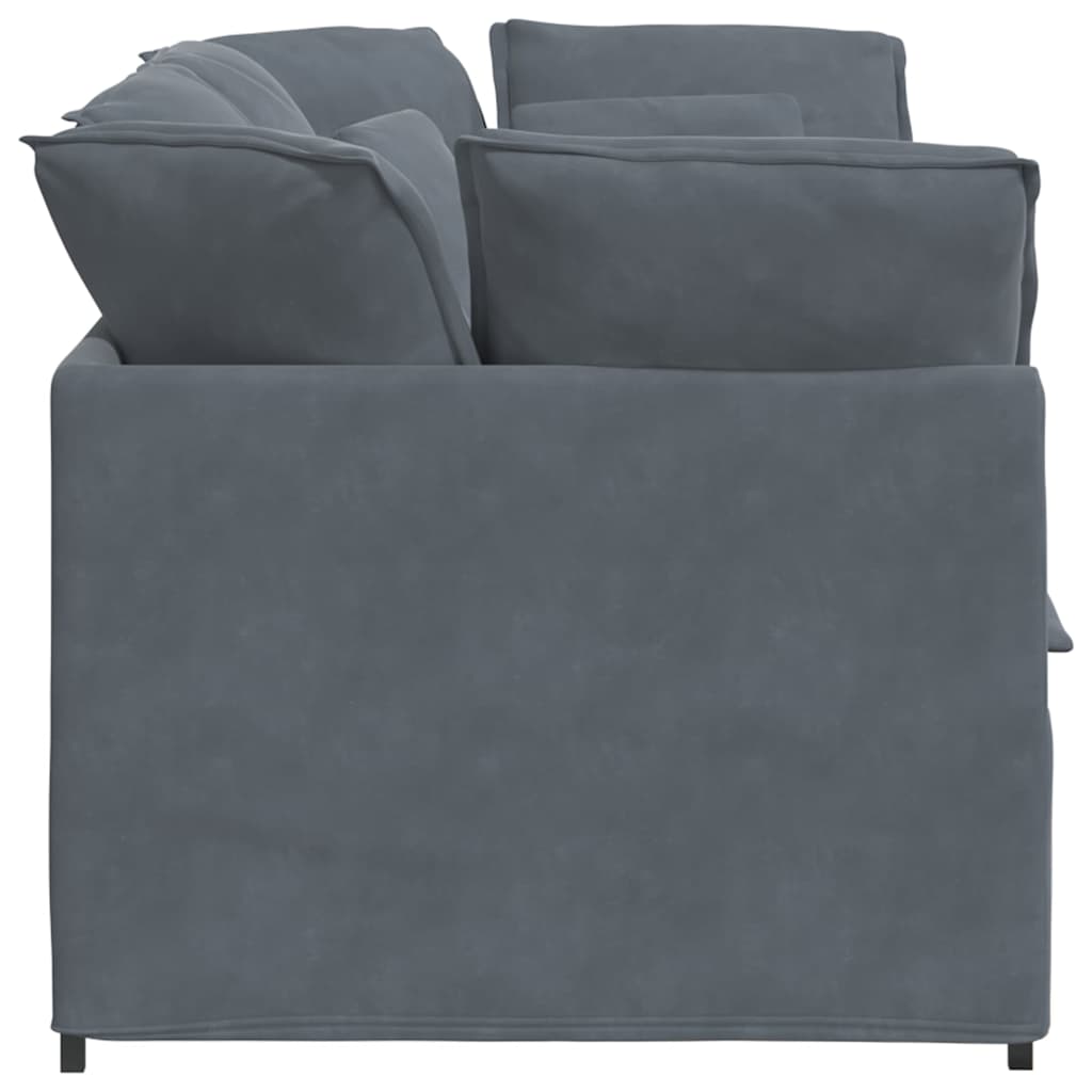 Divano Modulare con Cuscini in Velluto Grigio Scuro | homemem39