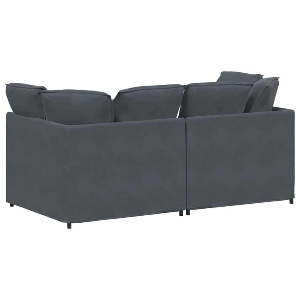 Divano Modulare con Cuscini in Velluto Grigio Scuro | homemem39