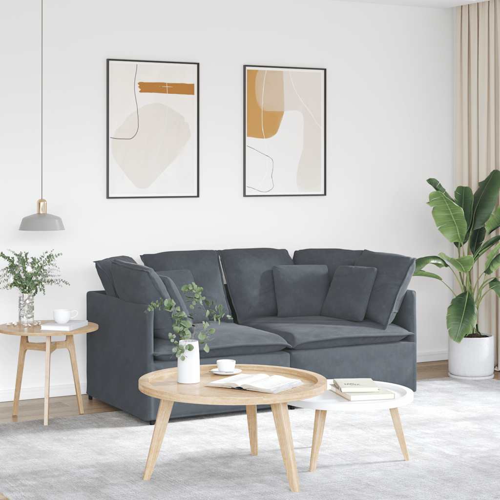 Divano Modulare con Cuscini in Velluto Grigio Scuro | homemem39