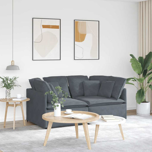 Divano Modulare con Cuscini in Velluto Grigio Scuro | homemem39