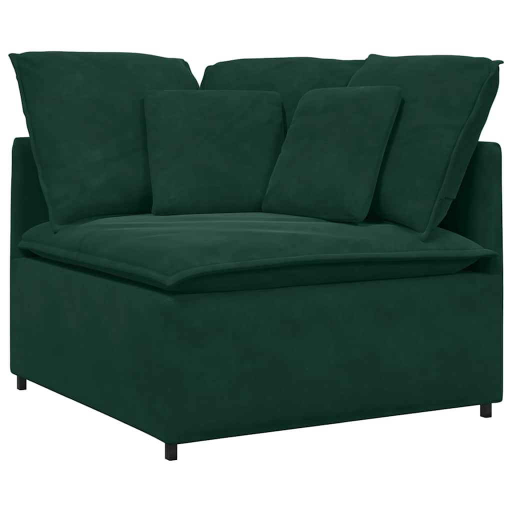 Divano Modulare con Cuscini in Velluto Verde Scuro | homemem39
