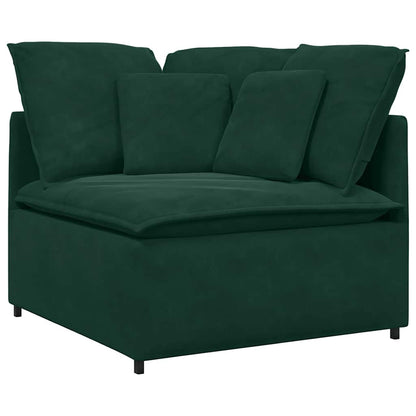 Divano Modulare con Cuscini in Velluto Verde Scuro | homemem39