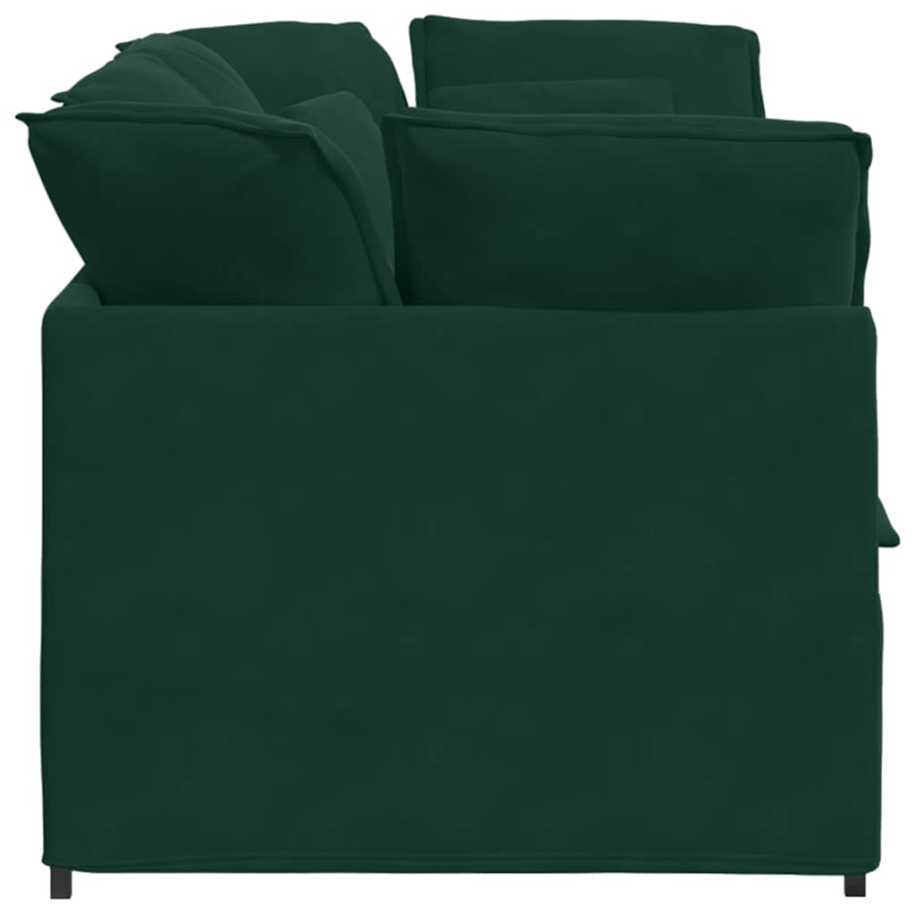 Divano Modulare con Cuscini in Velluto Verde Scuro | homemem39
