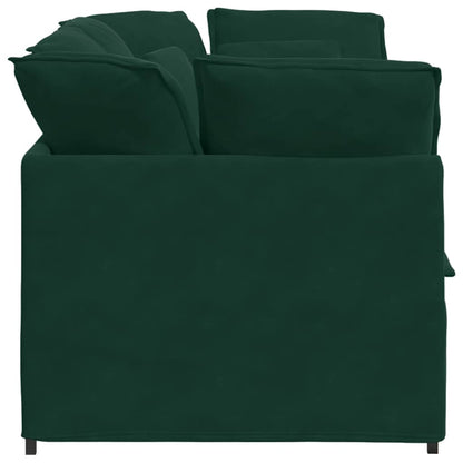 Divano Modulare con Cuscini in Velluto Verde Scuro | homemem39