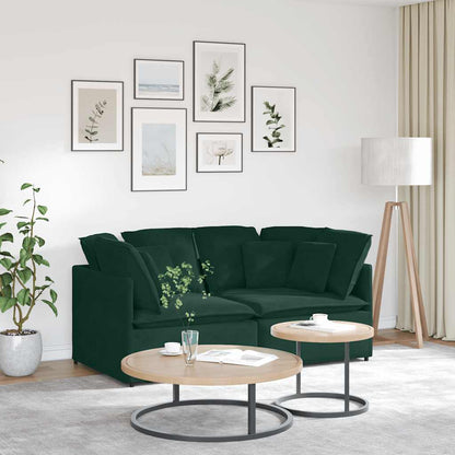 Divano Modulare con Cuscini in Velluto Verde Scuro | homemem39
