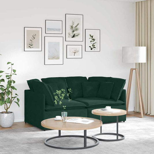 Divano Modulare con Cuscini in Velluto Verde Scuro | homemem39