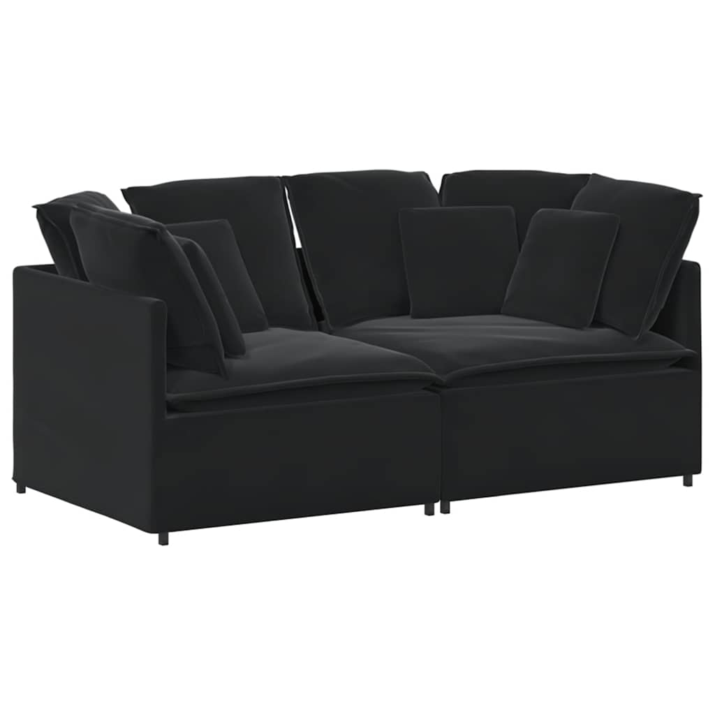Divano Modulare con Cuscini in Velluto Nero | homemem39