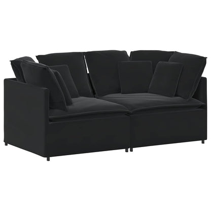 Divano Modulare con Cuscini in Velluto Nero | homemem39