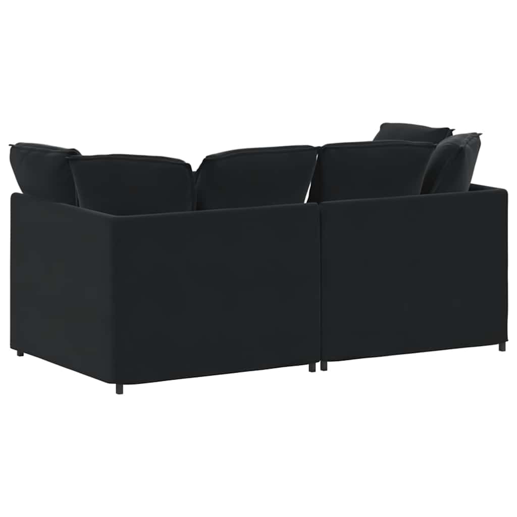 Divano Modulare con Cuscini in Velluto Nero | homemem39