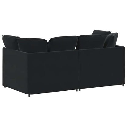 Divano Modulare con Cuscini in Velluto Nero | homemem39