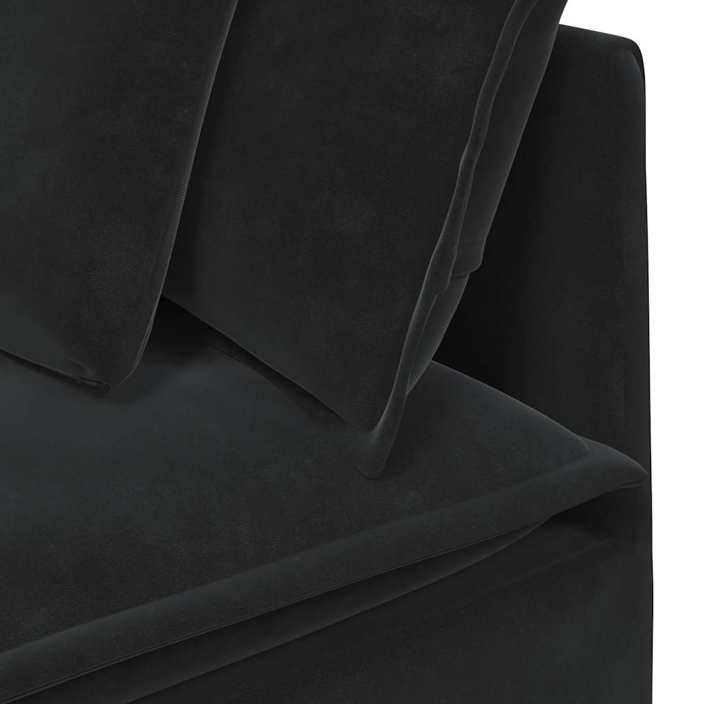 Divano Modulare con Cuscini in Velluto Nero | homemem39