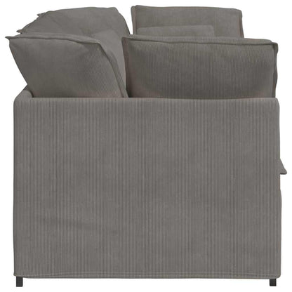 Divano Modulare con Cuscini in Tessuto a Coste Grigio Chiaro | homemem39
