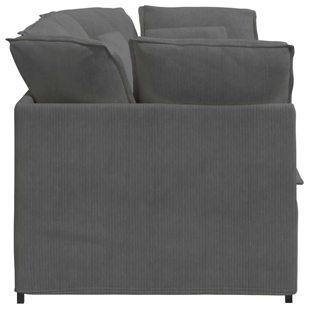 Divano Modulare con Cuscini in Tessuto a Coste Grigio Scuro | homemem39