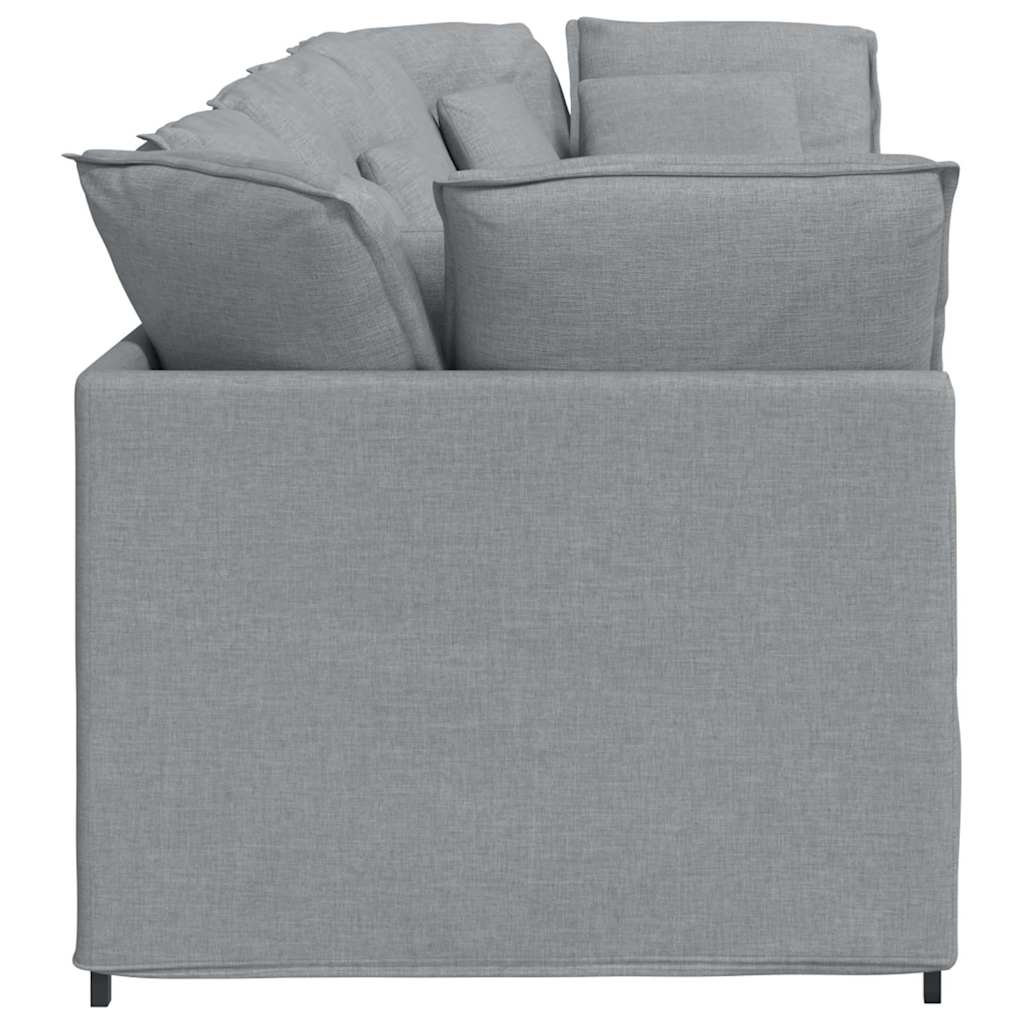 Divano Modulare con Cuscini in Tessuto Grigio Chiaro | homemem39