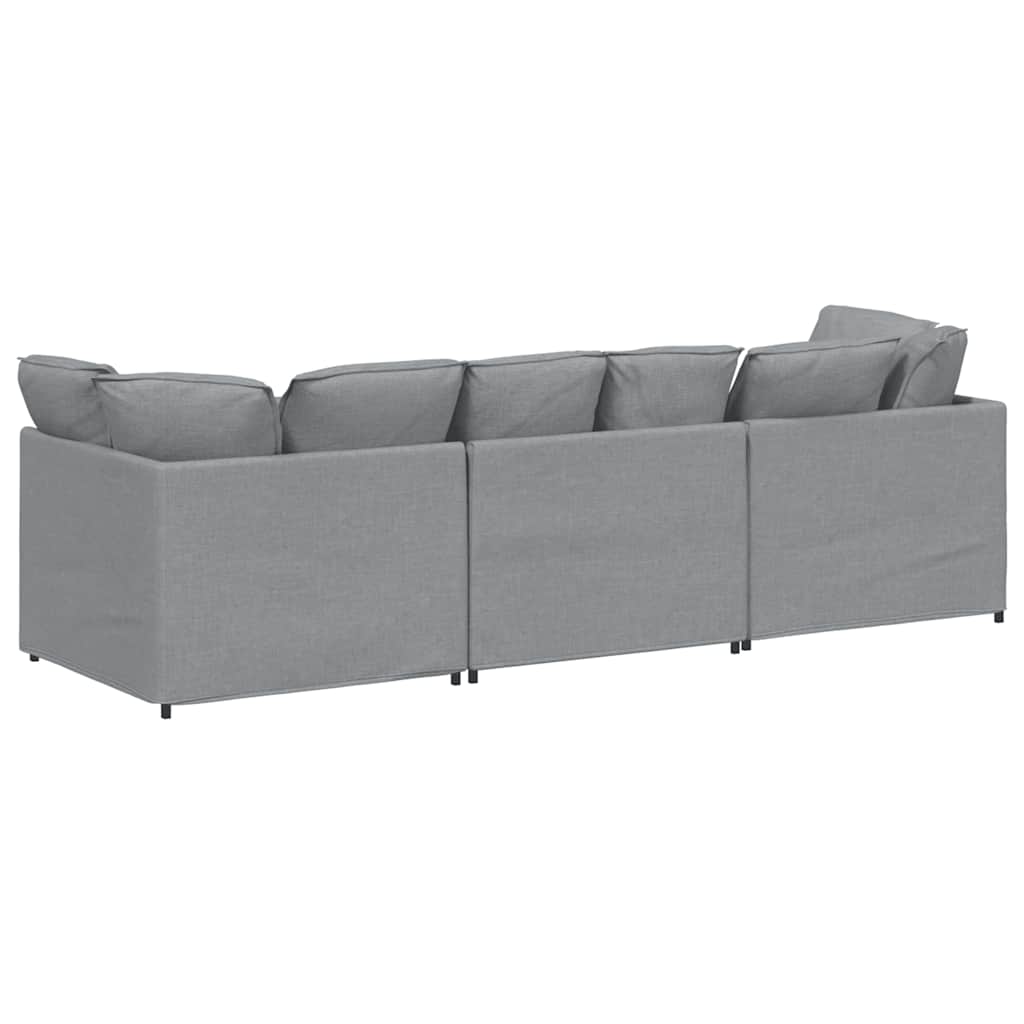 Divano Modulare con Cuscini in Tessuto Grigio Chiaro | homemem39