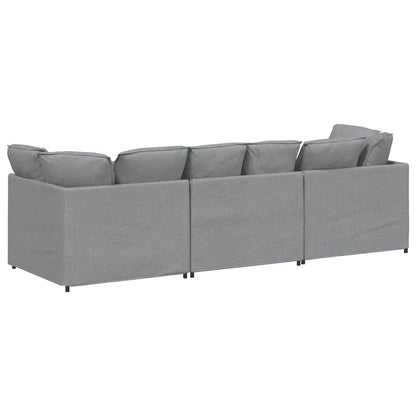 Divano Modulare con Cuscini in Tessuto Grigio Chiaro | homemem39