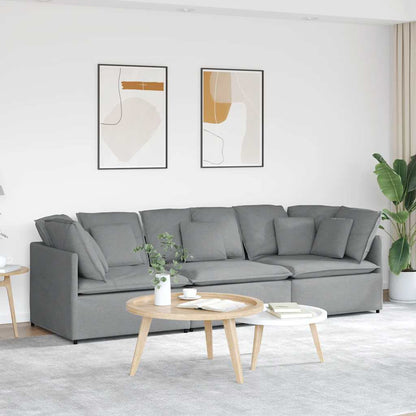 Divano Modulare con Cuscini in Tessuto Grigio Chiaro | homemem39
