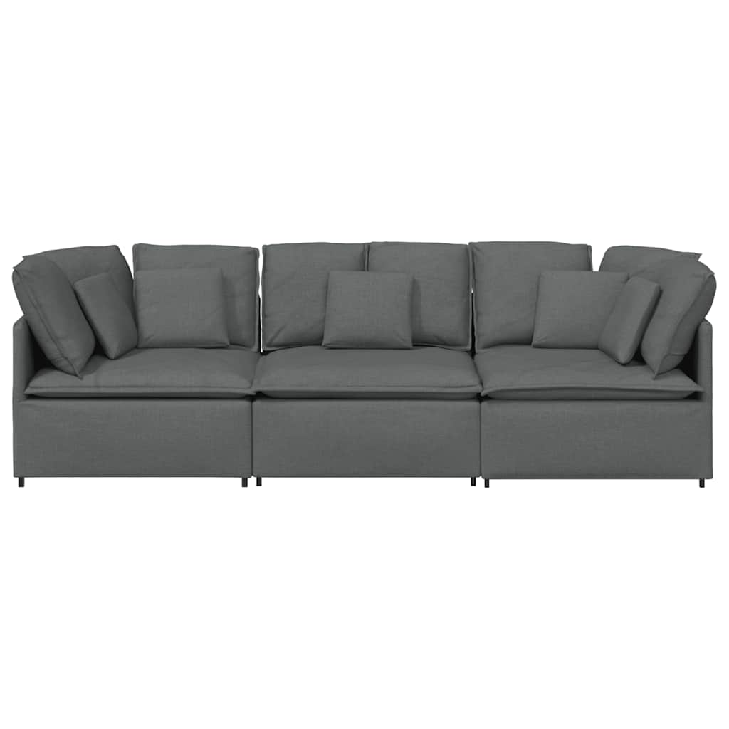 Divano Modulare con Cuscini in Tessuto Grigio Scuro | homemem39