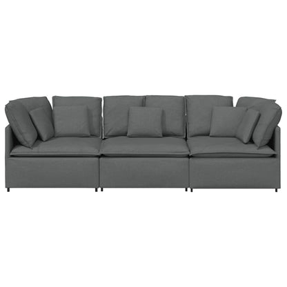 Divano Modulare con Cuscini in Tessuto Grigio Scuro | homemem39