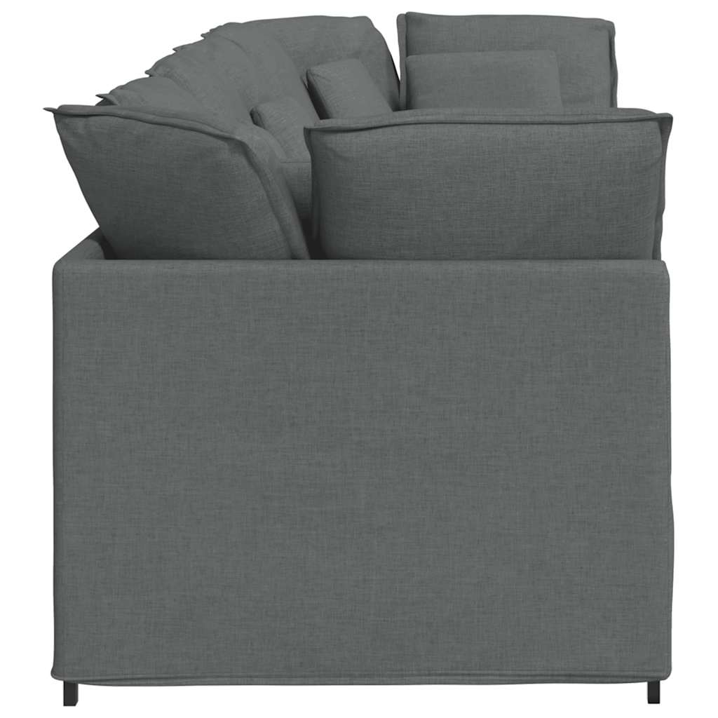 Divano Modulare con Cuscini in Tessuto Grigio Scuro | homemem39