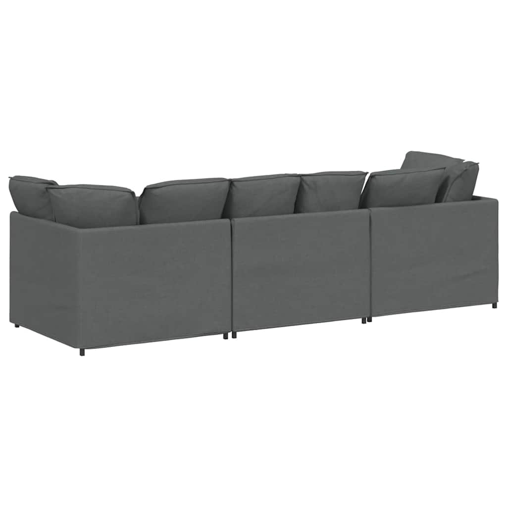 Divano Modulare con Cuscini in Tessuto Grigio Scuro | homemem39
