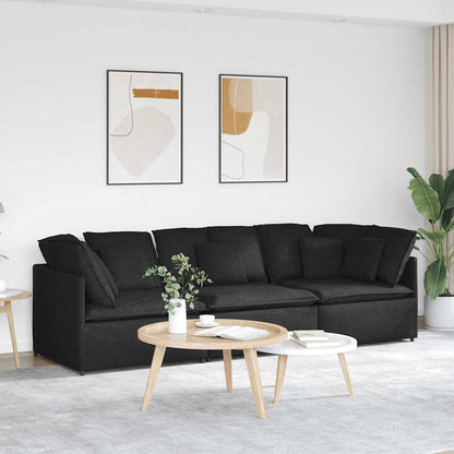 Divano Modulare con Cuscini in Tessuto Nero | homemem39