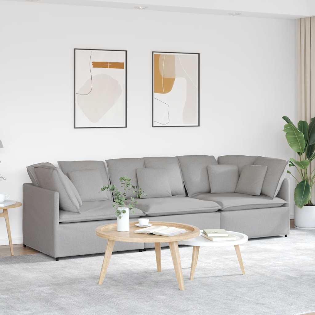 Divano Modulare con Cuscini in Tessuto Grigio Nuvola | homemem39