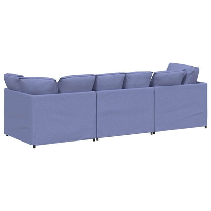 Divano Modulare con Cuscini in Tessuto Jeans Blu - homemem39